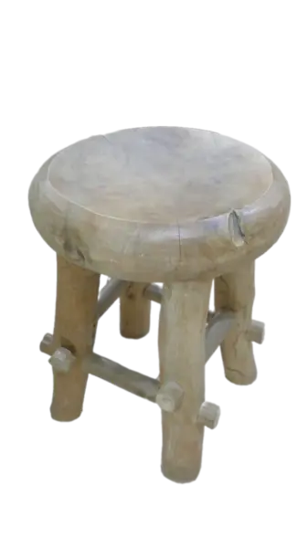 Product image 1 of the product “Round stool with 4 feets made of teak root, about 36cm diameter and 45cm height ”